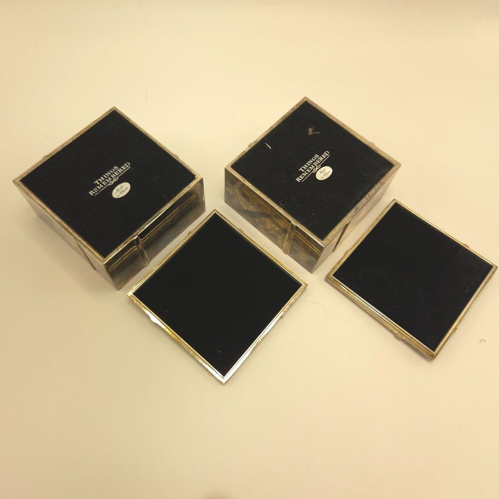 Vintage Things Remembered Silver Plated Trinket Boxes Bow Set of 2